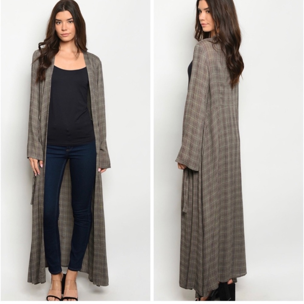 Longline plaid cardigan - Picture 2 of 6